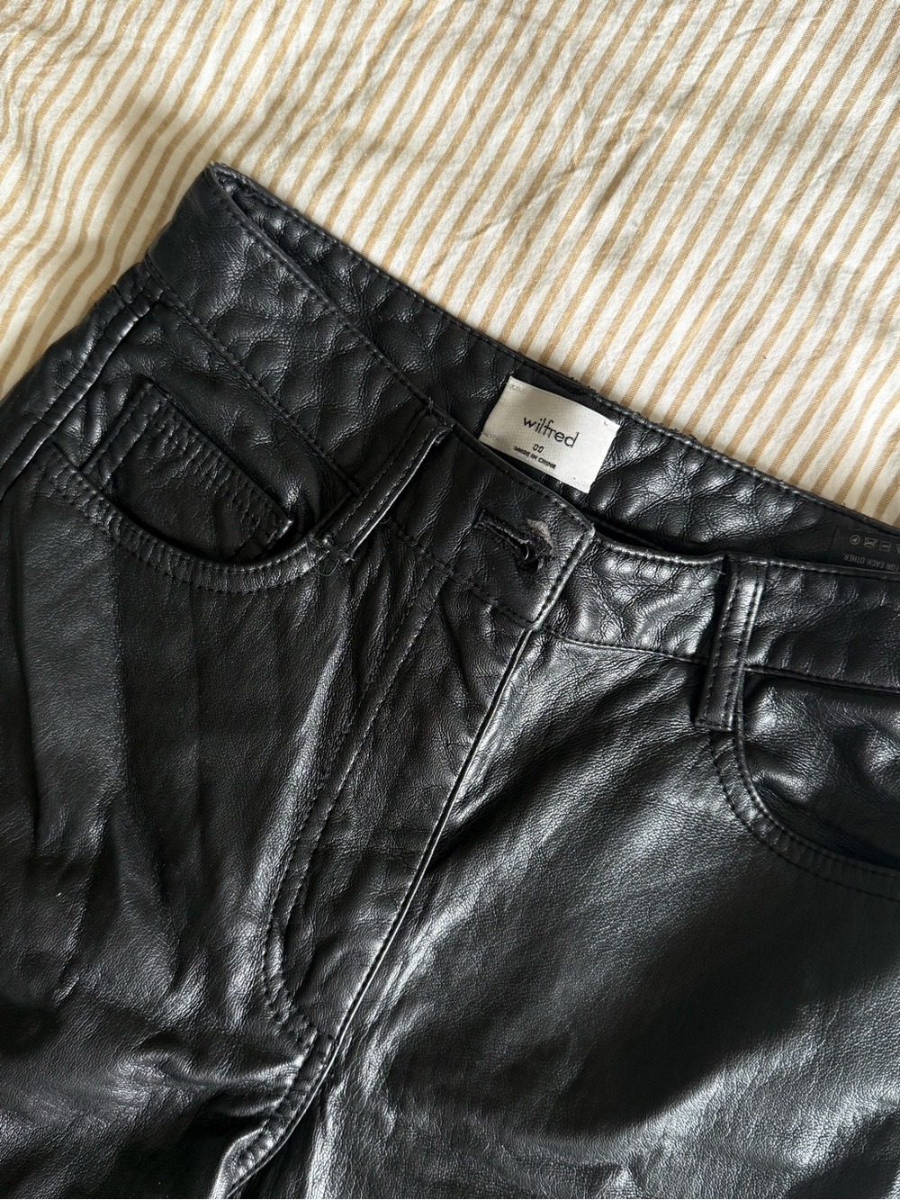 Wilfred Black Faux Leather Pants